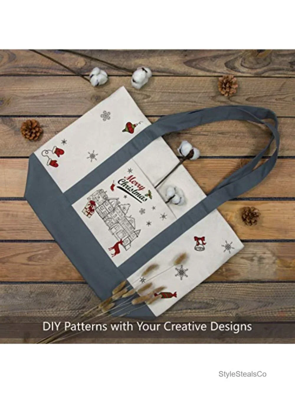 6-Pack Canvas Tote Bags with External Pocket, Top Zipper Closure, Heavy Duty